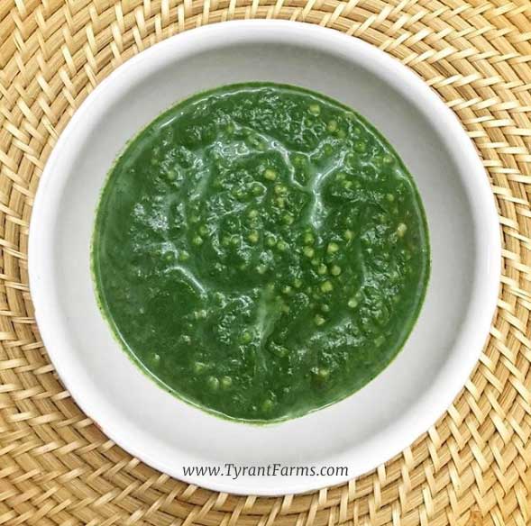 Stinging nettle and Acini di Pepe soup. Delish! Pretty sure this is what gave the Incredible Hulk his superpowers. - www.tyrantfarms.com