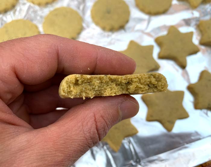 These Christmas tree sugar cookies were made with King Arthur's certified organic white whole wheat flour. It's a 100% whole grain flour but it looks and bakes similar to refined white flours, meaning your cookies are a bit healthier.