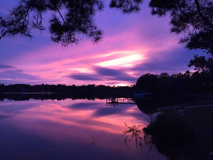 Our family enjoyed watching this sunset at my parent's lakehouse on Thanksgiving Day, 2017. Svetlana seemed overwhelmed by the size and scale of the new world she was experiencing, so she stuck close to The Tyrant for comfort.