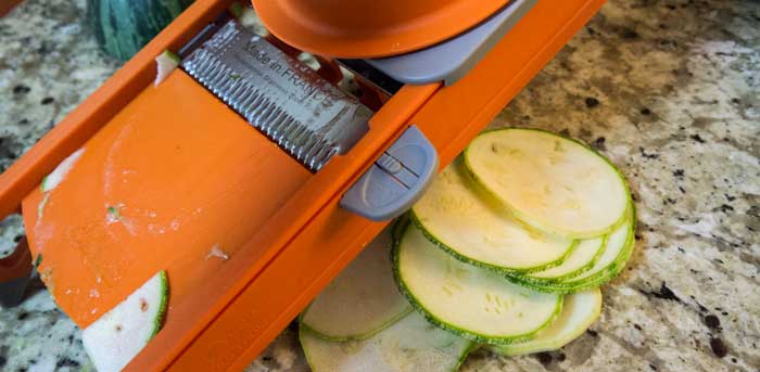 Thin-slice your squash using a mandoline to get each finished squash chip just the right size.