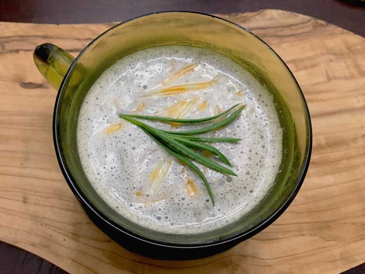Savory, earthy, delicious: a warm bowl of huitlacoche soup.