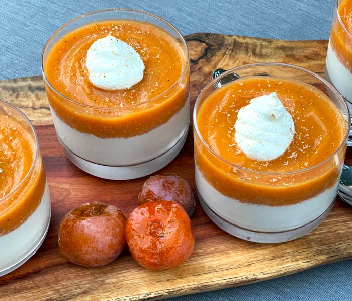 American persimmon panna cotta, American persimmon dessert recipe, Diospyros virginiana dessert