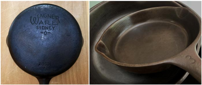 How to sleuth out the estimated age and other interesting historical&nbsp;tidbits of this Wagner #3 cast iron pan? The company operated from 1891-1959, and prided itself on the quality of its cookware. Clue 1: Stylized Wagner trademark with a single, large loopy 