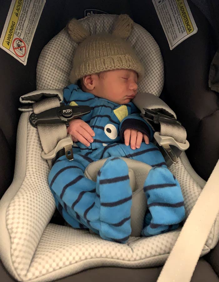 Sebastian after his first car ride.