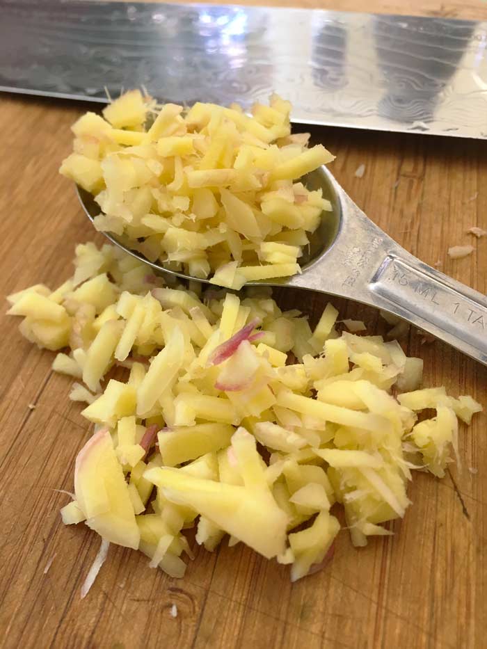 Diced baby ginger.