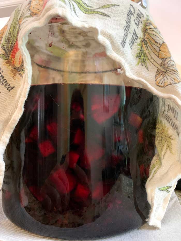 All ingredients prepped and inside our glass fermentation vessel. 