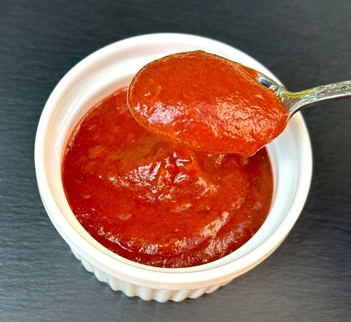 Wow! Check out the gorgeous red color of this finished crabapple butter!