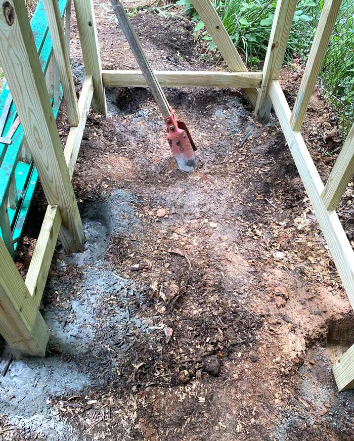 Concrete footings provide a stable, solid foundation for Waddle Inn duck coop. At the bottom of the article, you can see construction photos from start to finish to see how the construction process was sequenced. 