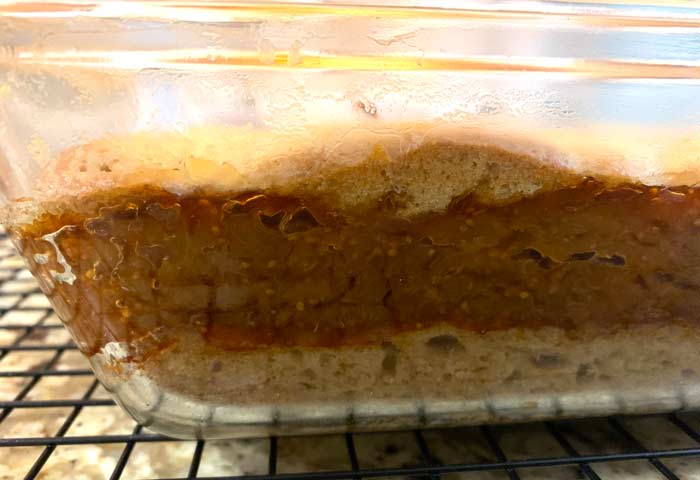 Side view of a finished fig nibbler on a cooling rack.