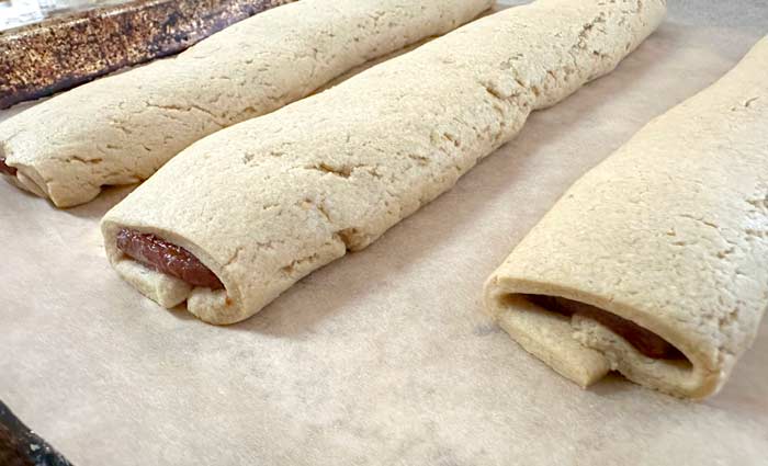 Finished Fig Newton strips, out of the oven. 