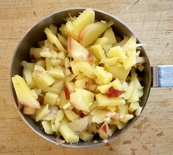 Diced baby ginger. Baby ginger can be used in ways that you'd never use mature ginger rhizomes.