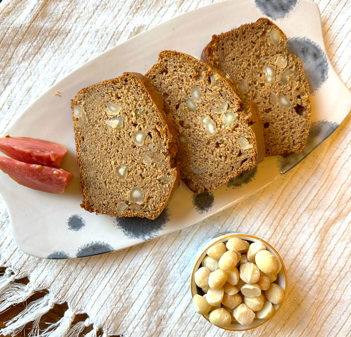 Guava quick bread with macadamia nuts - a delicious recipe you can make from any variety of guava!