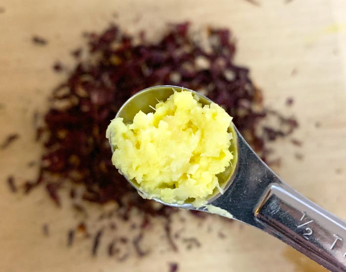 Freshly grated baby ginger.