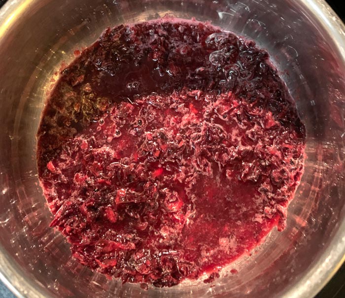 Starting point before liquid cooks out.