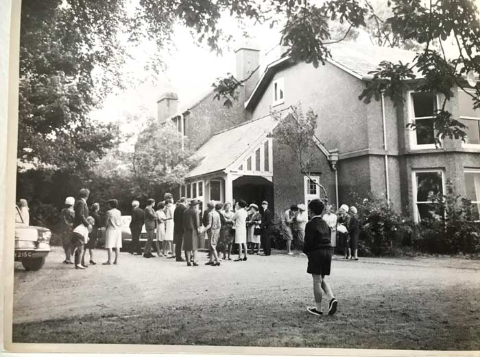 Wedding day outside the Manor House at the Bonnet estate. Presumably, 1,500 ducks (including the world's first Welsh Harlequins) were also in attendance.