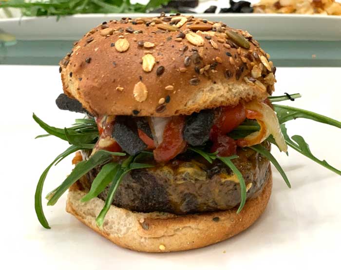 My burger topped with cooked, corrugated milk cap mushrooms. Clearly superior to the burger shown below...