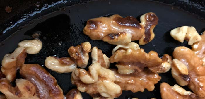 You want your walnuts toasted, not burned. 