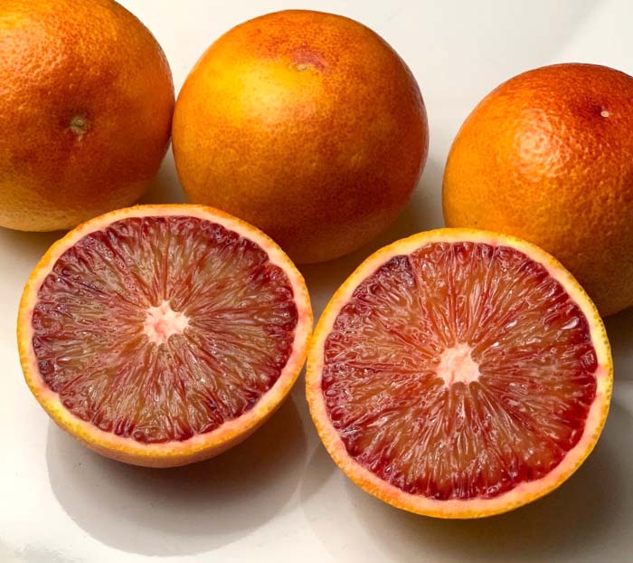 Homegrown, beyond-organic 'Moro' blood oranges. 