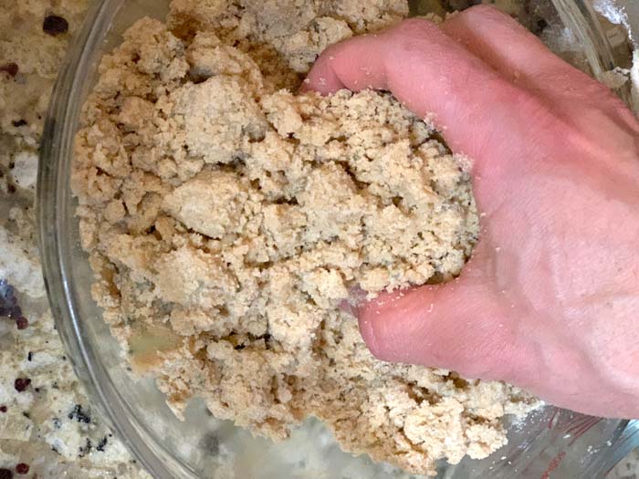 Here's what the consistency of your shortbread dough will look like as the ingredients come together.