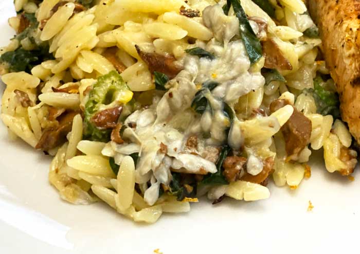 A closer look at the immature milkweed seeds/silk after cooking... They melt into the dish and have a gooey consistency very similar to cheese.