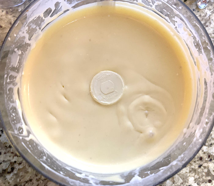 Here is what all the ingredients above will look like once blended into smooth, creamy pawpaw cheesecake filling. 