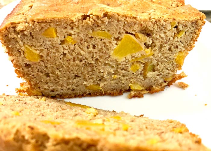 You want a nice even distribution of peach bits throughout your bread.