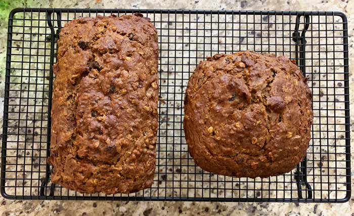 Persimmon bread on a cooling rack.
