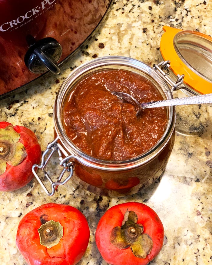 Recipe to make Asian persimmon butter with blood oranges and maple syrup.
