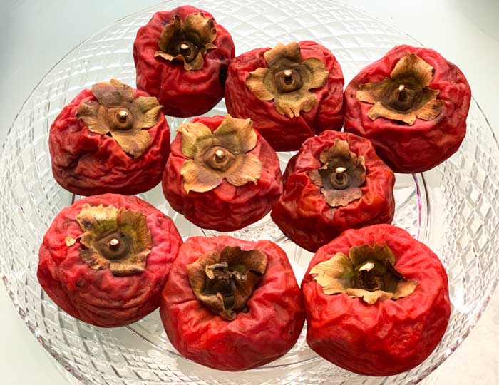 Japanese persimmons stored at room temperature for two months taste great and are perfect for baked goods.