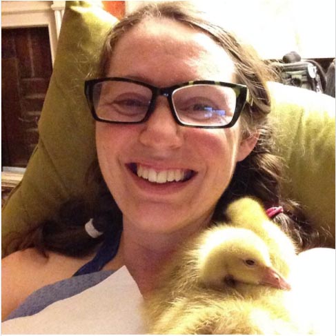 Eliza getting gosling snuggles!