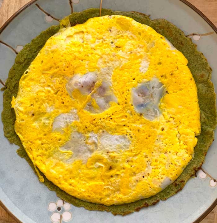 duck egg omelette going on savory crepe