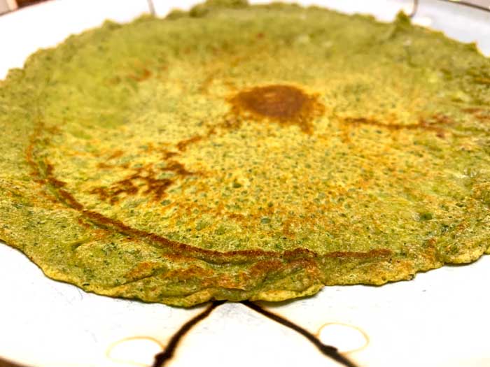 All done! A savory crepe fresh out of the cast iron skillet.