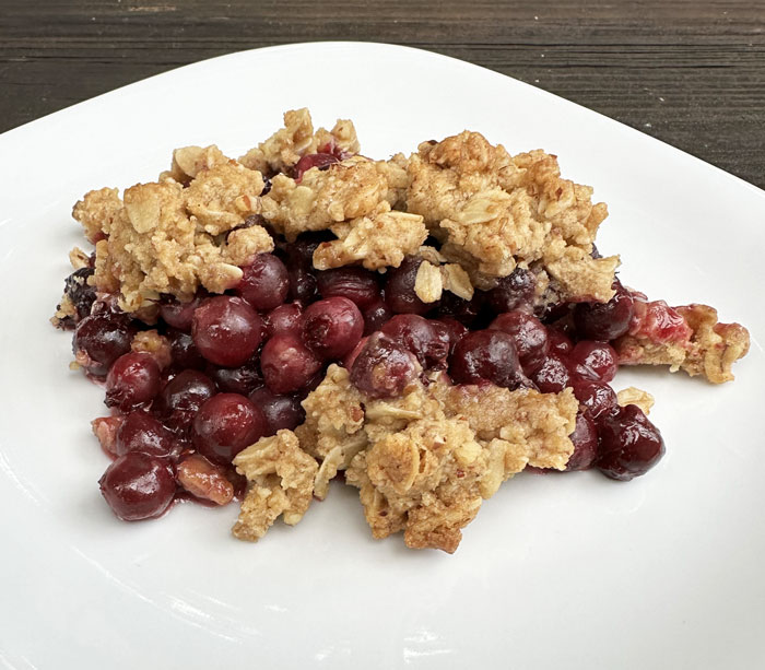 Serviceberry crumble dessert! Simple and delicious.
