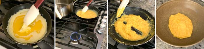 Step-by-step making the perfect soft-scrambled eggs using instructions above. Slow and steady wins the race for best soft-scrambled eggs! 