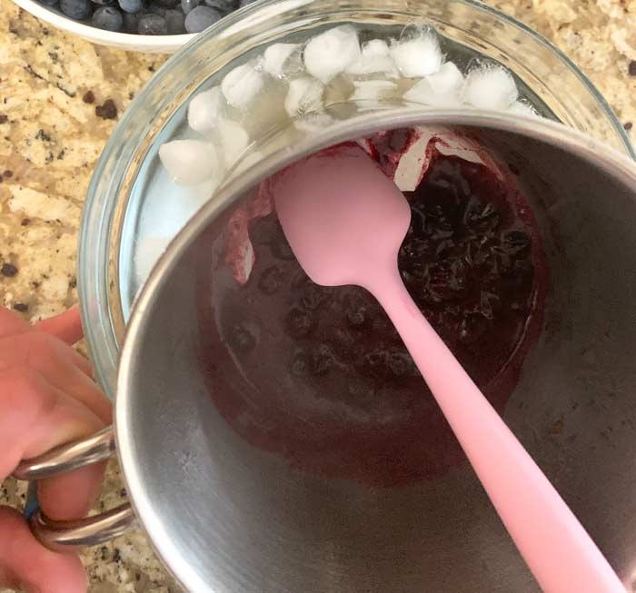 To make an ice bath, put ice and water in a larger bowl then place the saucepan into the ice water for rapid chilling.