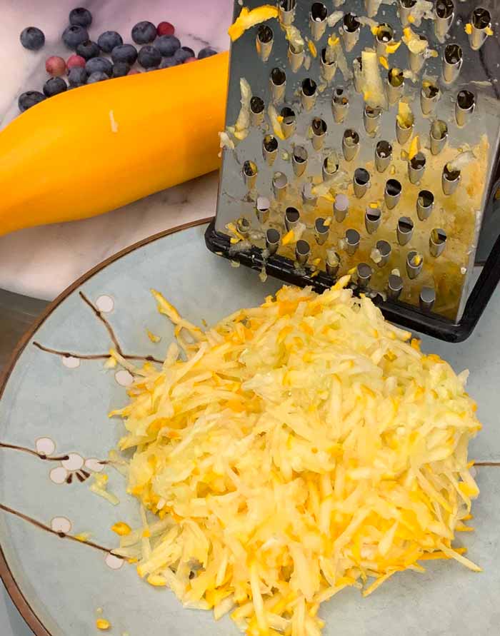Grated zucchini for summer breakfast bread