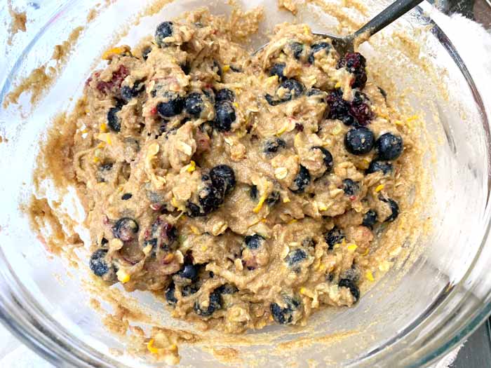All ingredients mixed together and ready to go into the bread pan.