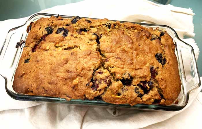 Summer breakfast bread out of the oven and cooled for 15 minutes.