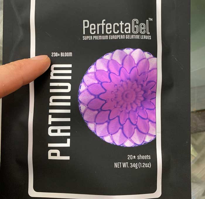 You'll want to use a high quality gelatin. We like PerfectGel Platinum Gelatin sheets, which is the only platinum level gelatin product available in the US. It has a 230 bloom (the highest bloom strength available).
