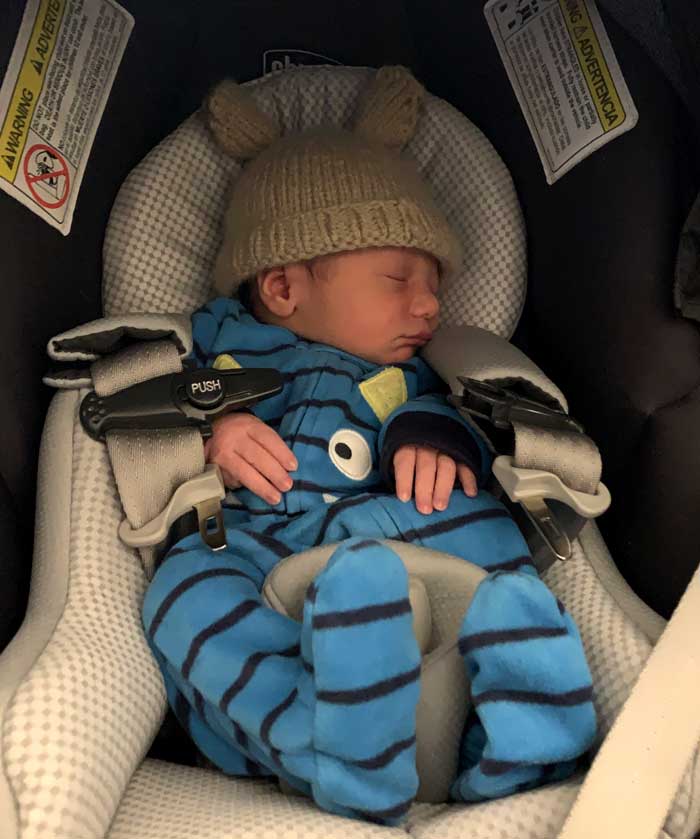 Putting two day old Baby Sebastian in the car seat for the first time for the drive home from the hospital was an incredible feeling. We knew our lives were forever changed. 