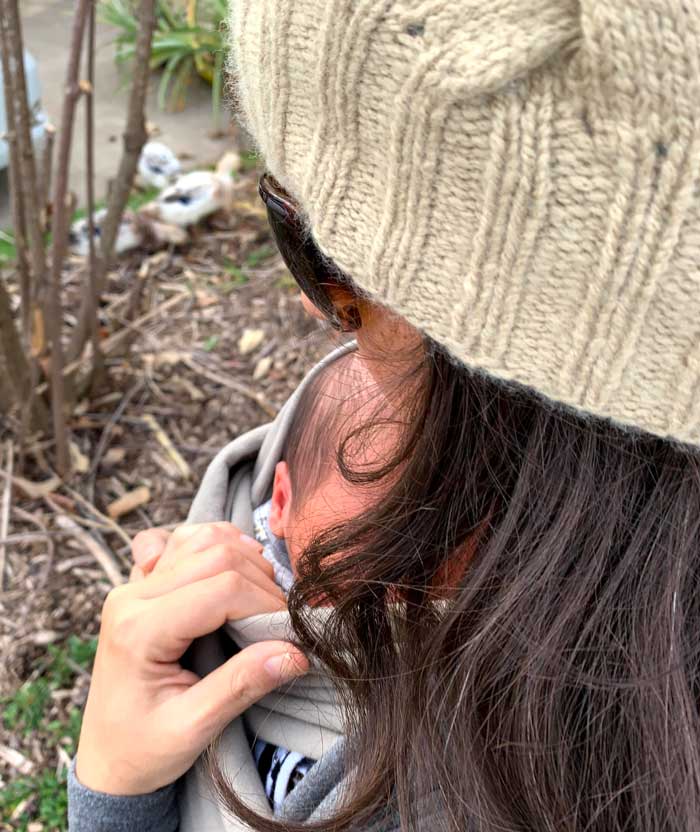 Week 1 Sebastian was constantly on one of his parents, helping him to establish a connection to his primary caregivers.