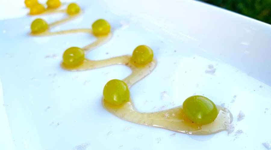 Pan-roasted ginkgo nuts with honey and a sprinkle of salt. 