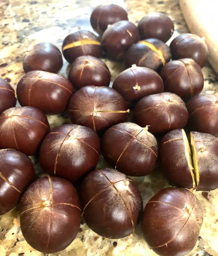 Scored chestnuts