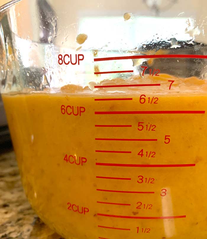 Quick aside: in case you ever wondered, it takes about three peaches to make 1 cup of peach puree.