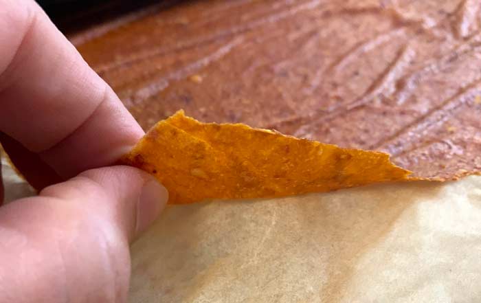 Failure! Our early peach leather attempts tasted ok, but they were too thin and didn't have an ideal texture.