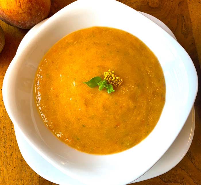 Peach gazpacho - it tastes like summer in a bowl!